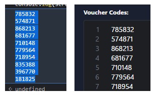 Copy & Paste the voucher codes